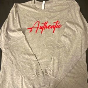Authentic Brand “Gray Ghost” Long Sleeve Durable Tee w/Crimson Embroidering